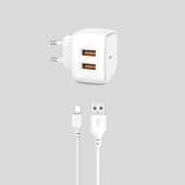 XO �adowarka sieciowa L61 plus kabel micro bia�a 2USB 2,4A do SAMSUNG ZV50
