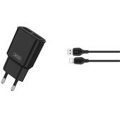XO �adowarka sieciowa L92C 2x USB 2,4A czarna + kabel Lightning do SAMSUNG ZV50