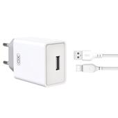 XO �adowarka sieciowa L93 1x USB 2,4A bia�a + kabel USB-C do SAMSUNG ZV50