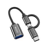 Yesido Adapter OTG GS02 2w1 Type-C/Micro Male - USB Female, 10cm, BLACK / CZARNY