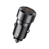 Yesido �adowarka samochodowa Y54 60W QC3.0 USB-A+C + Kabel 60W Type-C - Lightning , BLACK / CZARNY do SAMSUNG ZV50