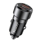 Yesido �adowarka samochodowa Y55 60W QC3.0 USB-A+C + Kabel 60W Type-C - Type-C , BLACK / CZARNY do SAMSUNG ZV50