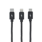 Kabel Devia Pheez 3w1 8-pin / micro / typ-C czarny do SAMSUNG ZV50