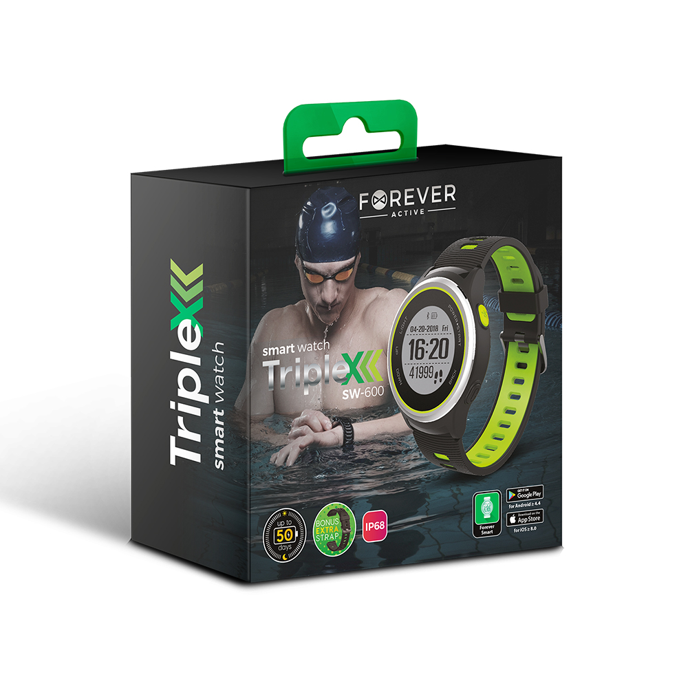 Smartwatch Forever TripleX GPS SW-600 czarno srebrno zielony / 8