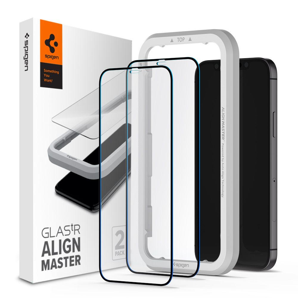 Spigen Alm Glass Fc 2-pack Czarne Apple iPhone 12 Spigen Alm Glass Fc 2-pack Czarne Apple iPhone 12