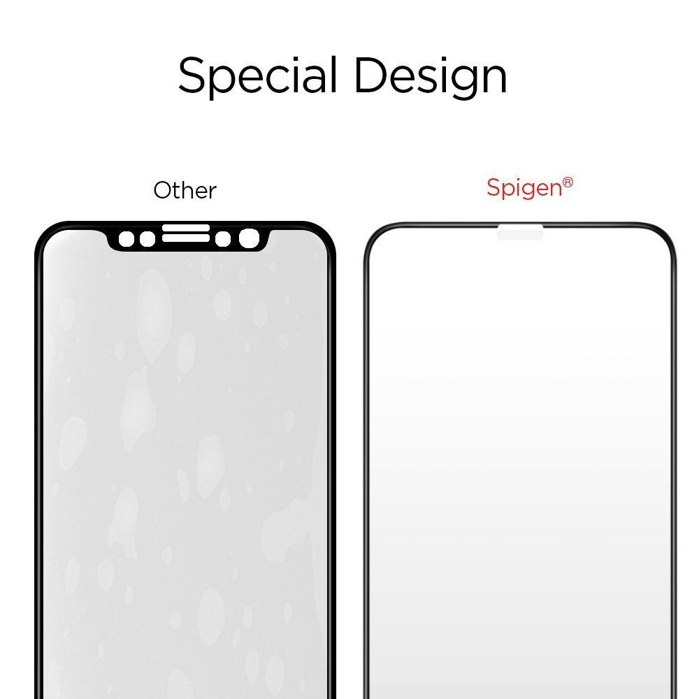 Spigen Glass FC Czarne Apple iPhone X / 2