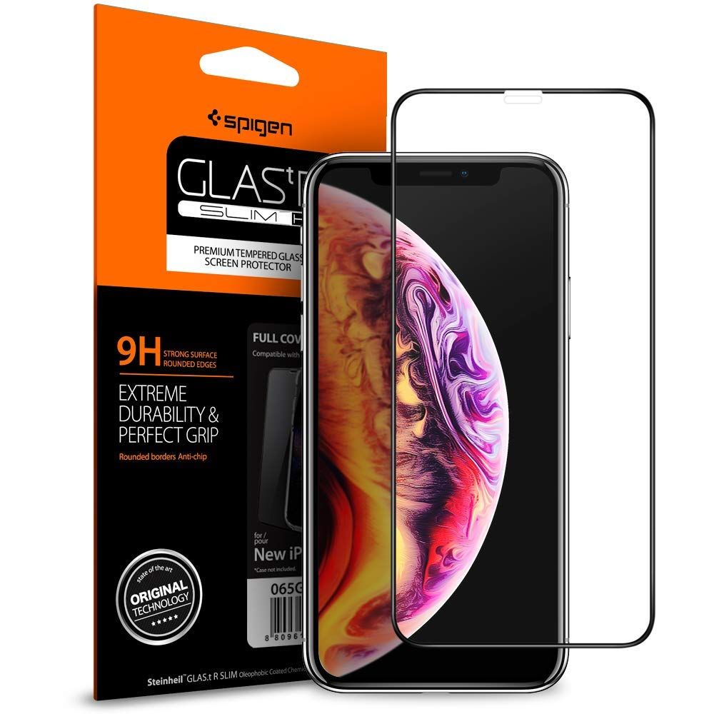 Spigen Glass FC Czarne Apple iPhone XS Max