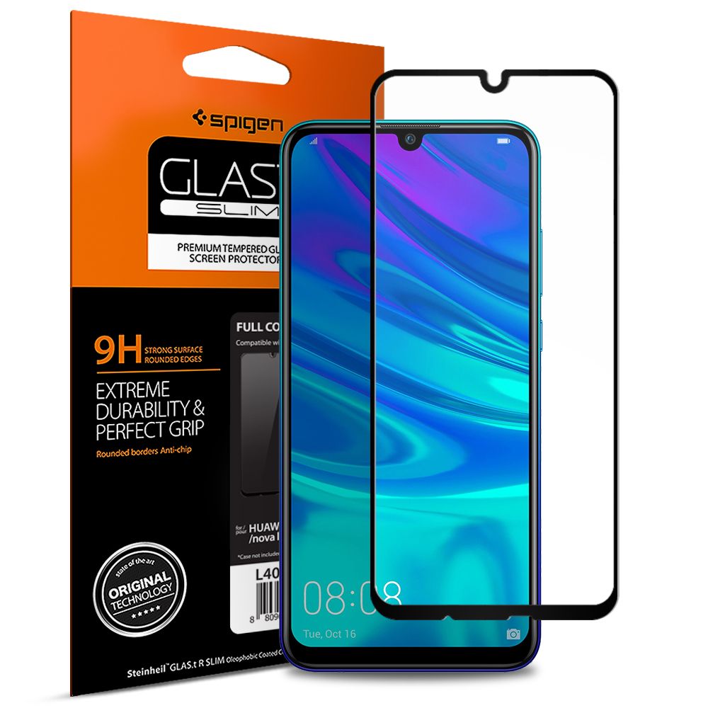 Spigen Glass FC Czarne Huawei P Smart 2019