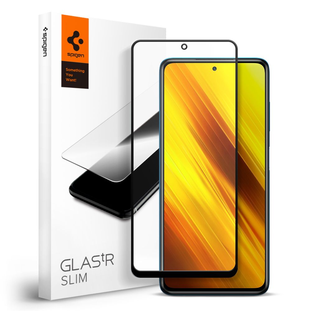 Spigen Glass FC Czarne Xiaomi POCO X3 NFC