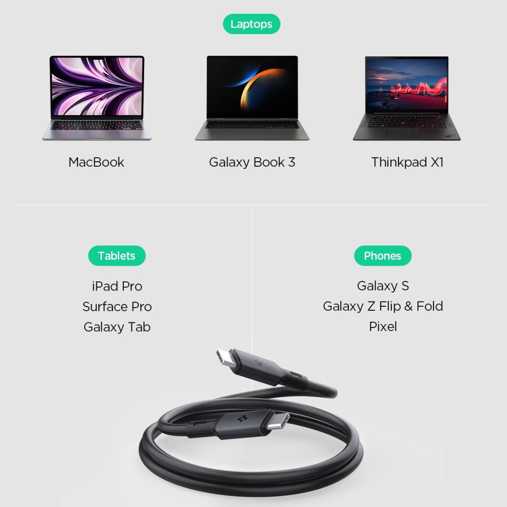 Spigen Kabel ArcWire PB2203 Type-C PD240W 120cm Czarny / 8