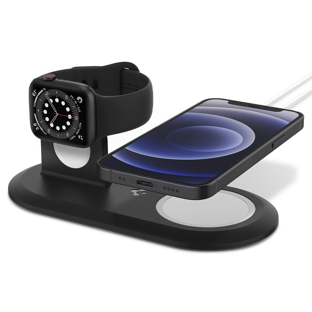 Spigen MagFit Duo podwjny stojak na adowark do Apple MagSafe i Apple Watch czarny / 3