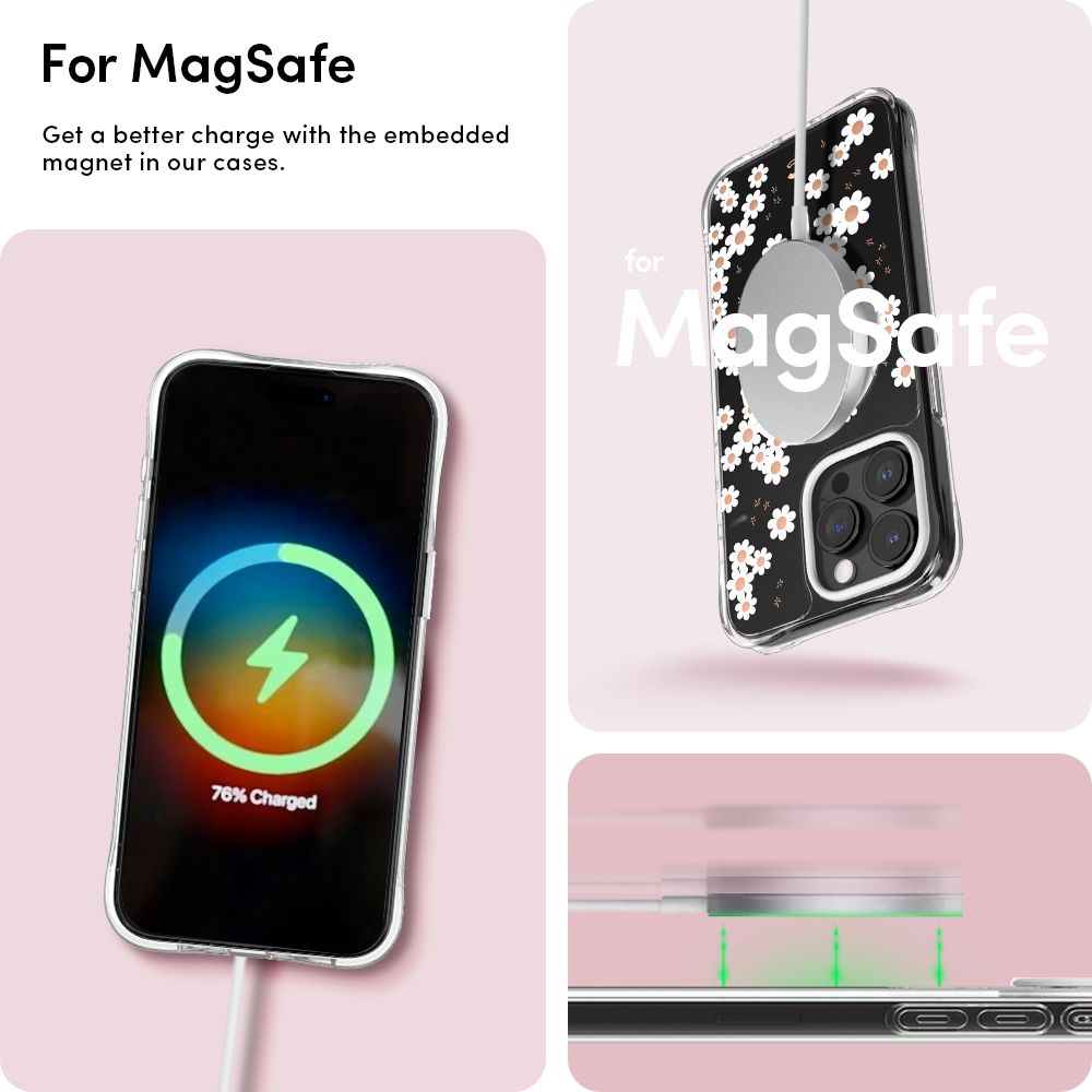 Spigen nak�adka Cyrill Cecile Mag Magsafe bia�a Daisy Apple iPhone 15 Pro / 12