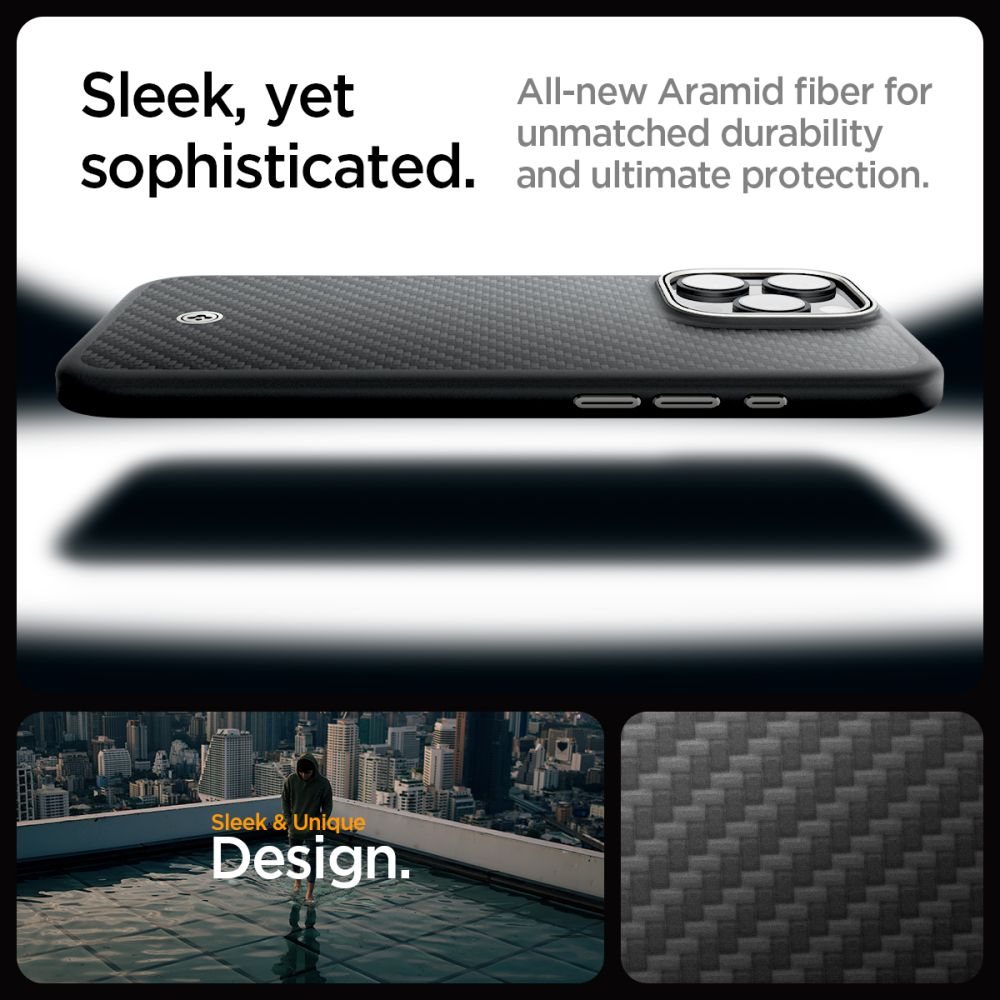 Spigen nak�adka Enzo Aramid Mag MagSafe czarny Apple iPhone 16 Pro Max / 12