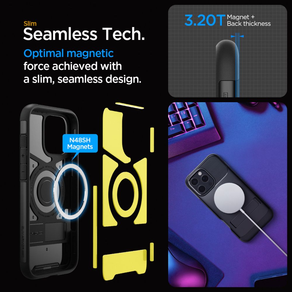 Spigen nak�adka Slim Armor Mag MagSafe czarny Apple iPhone 16 Pro / 9