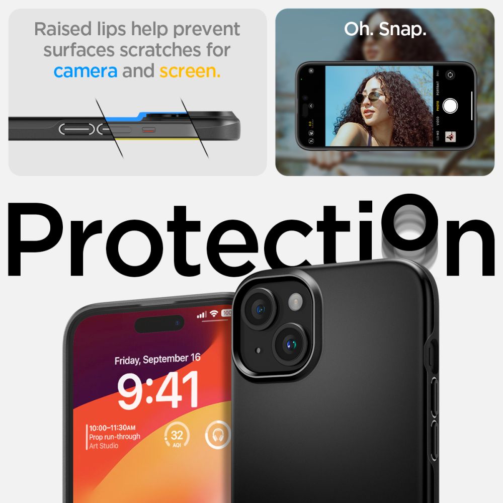 Spigen nak�adka Thin Fit czarny Apple iPhone 15 / 12