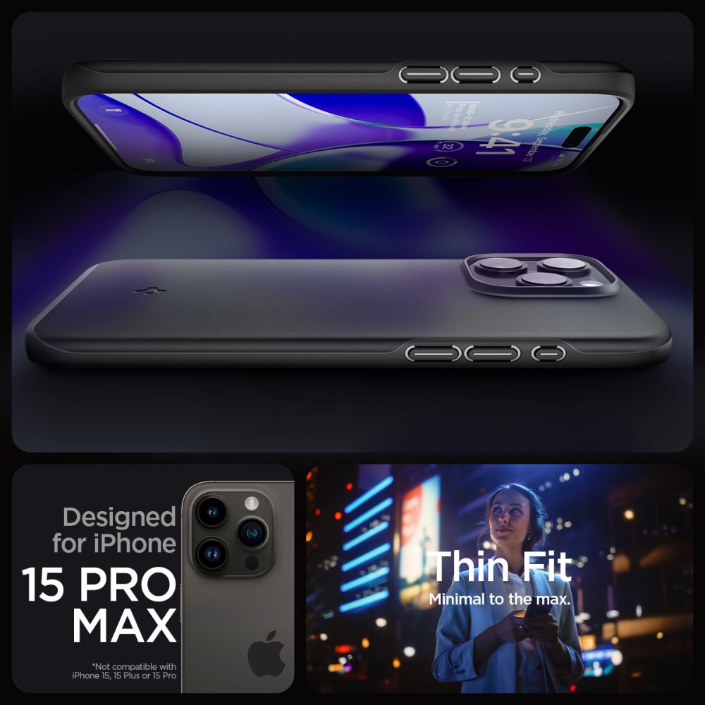 Spigen nakadka Thin Fit czarny Apple iPhone 15 Pro Max / 10