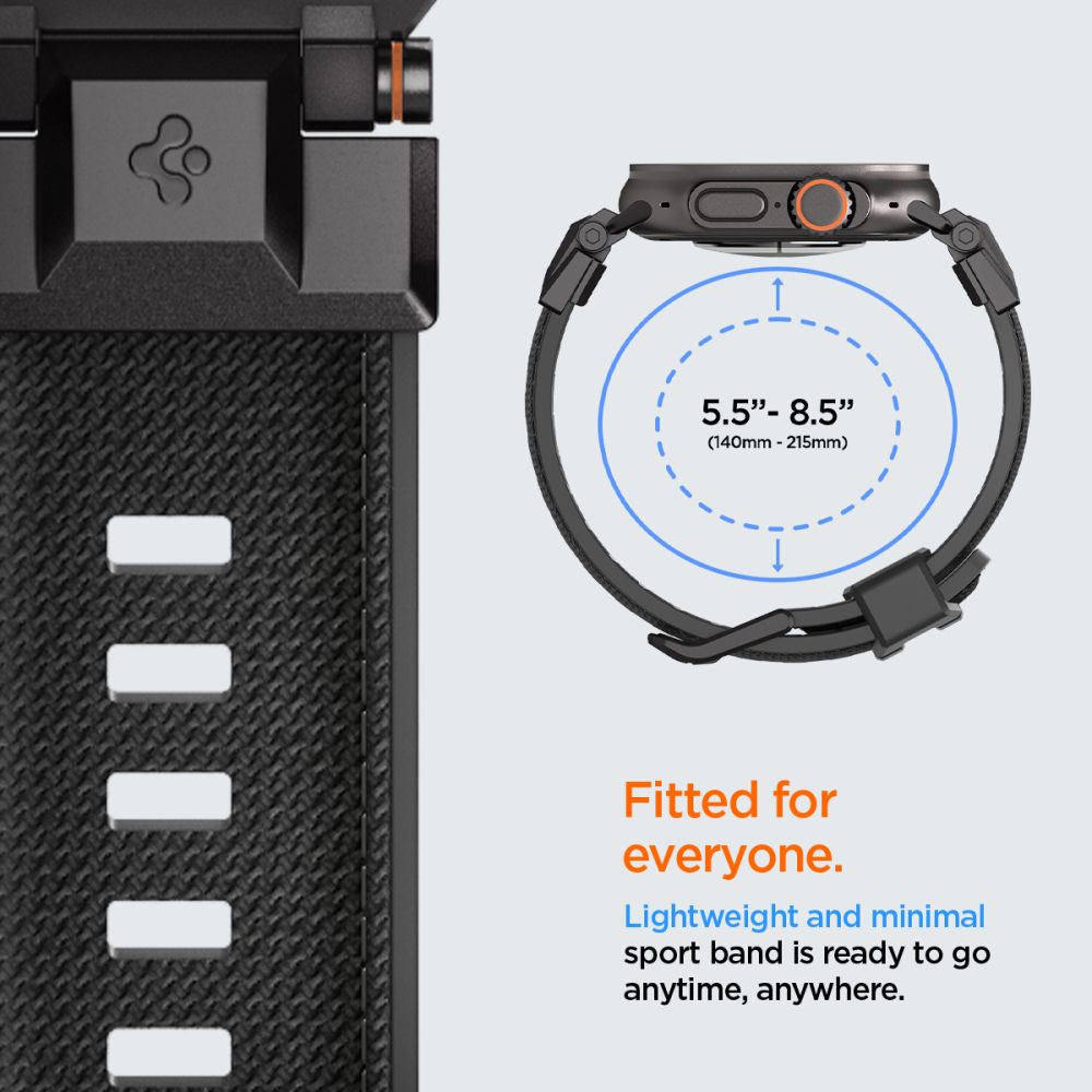 Spigen Pasek DuraPro Armor do Apple Watch 6 / 7 / 8 / 9 / 10 / SE / Ultra 1 / 2 (44 / 45 / 46 / 49mm) Czarny / 11