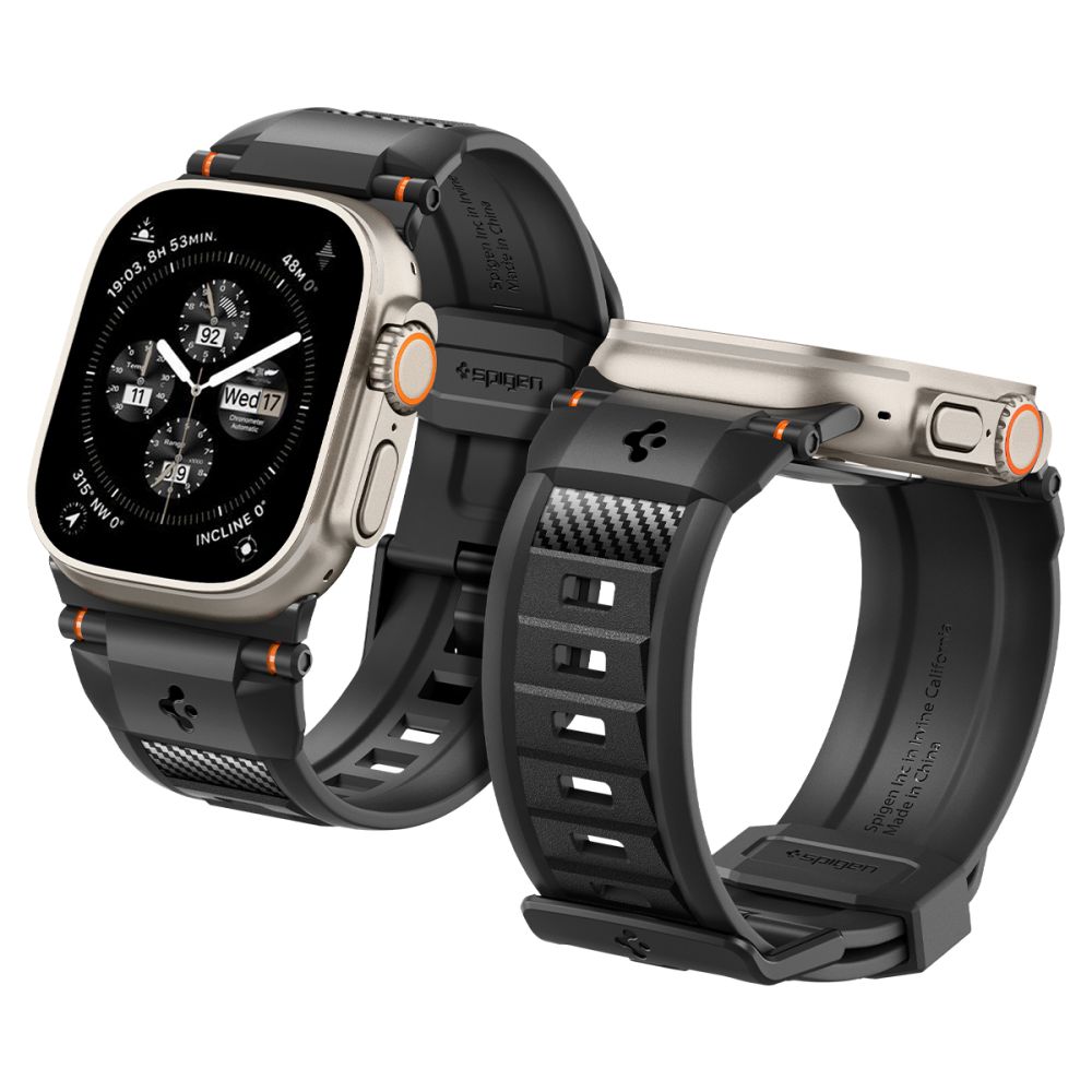 Spigen pasek Rugged Band do Apple Watch 4 / 5 / 6 / 7 / 8 / 9 / SE / Ultra 1/2 (42 / 44 / 45 / 49mm) czarny mat / 10