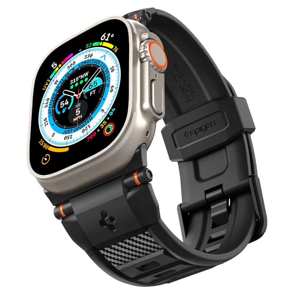 Spigen pasek Rugged Band do Apple Watch 4 / 5 / 6 / 7 / 8 / 9 / SE / Ultra 1/2 (42 / 44 / 45 / 49mm) czarny mat / 8