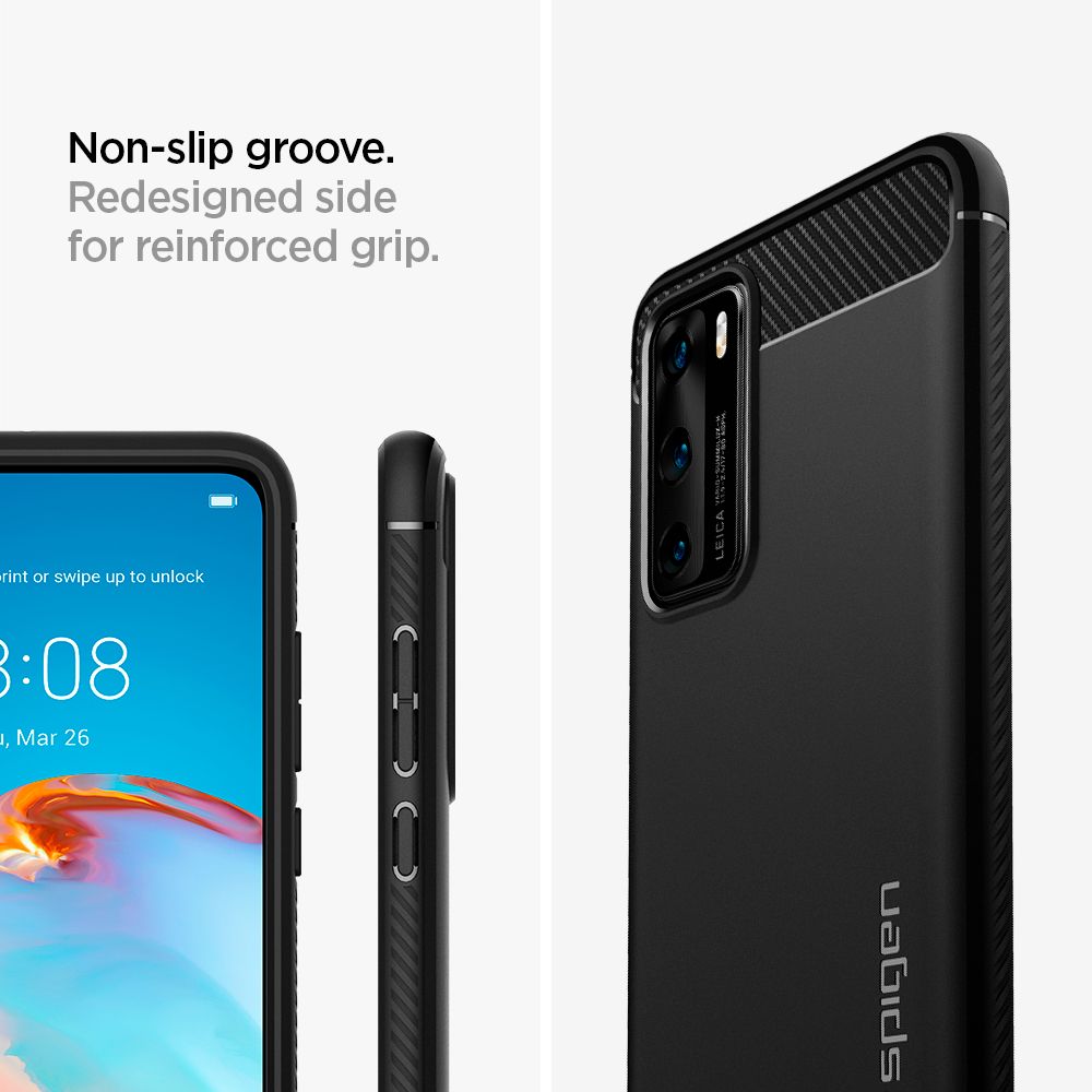 Spigen Rugged Armor Czarne Huawei P40 / 10 Spigen Rugged Armor Czarne Huawei P40 / 10