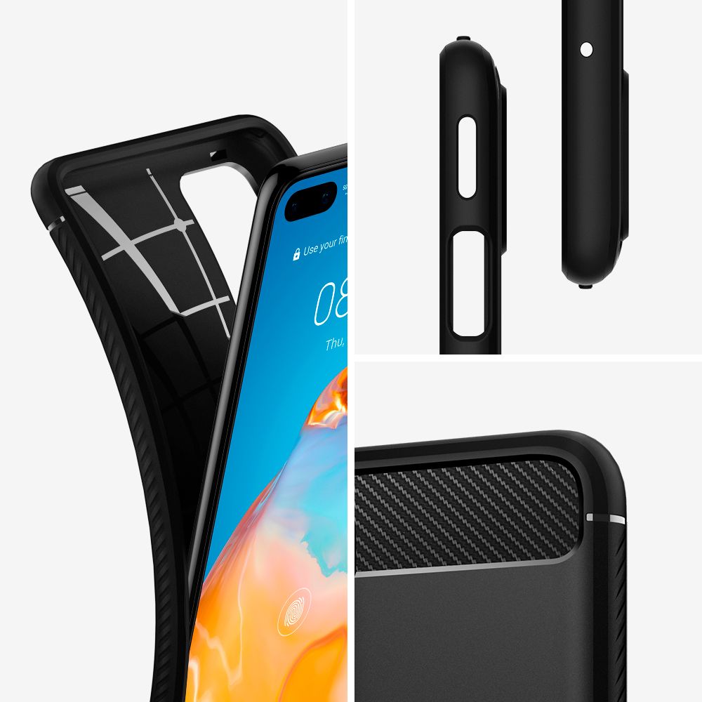 Spigen Rugged Armor Czarne Huawei P40 / 8 Spigen Rugged Armor Czarne Huawei P40 / 8