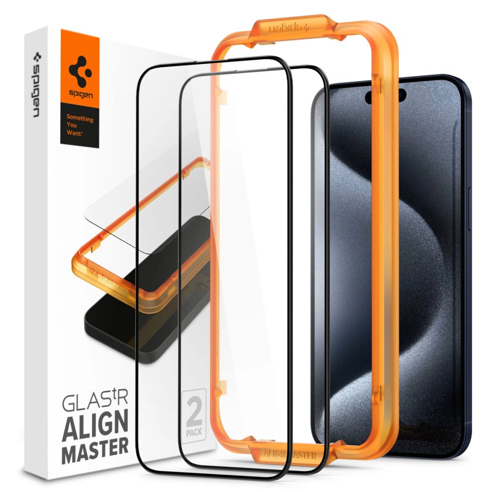 Spigen szko hartowane ALM GLASS FC 2-PACK czarny Apple iPhone 15 Pro