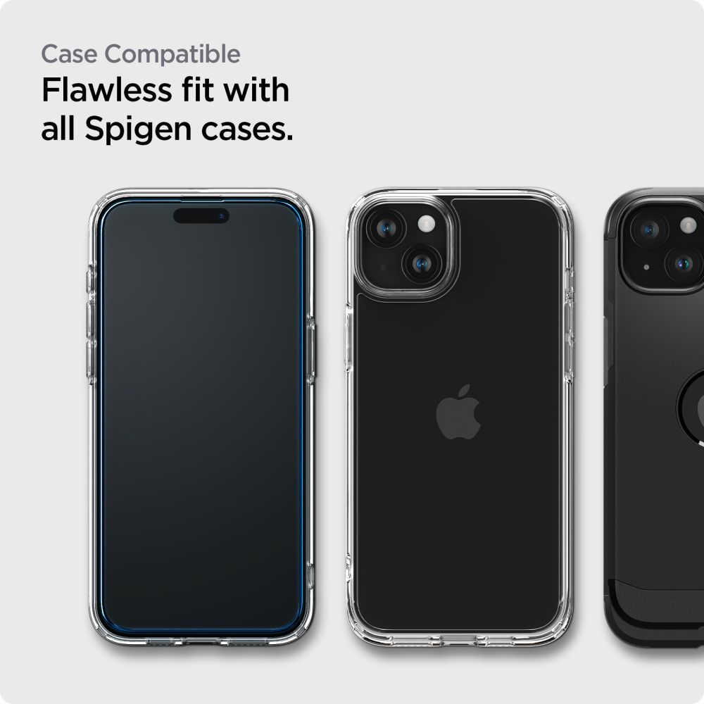 Spigen szk�o hartowane ALM GLASS FC 2-PACK czarny Apple iPhone 15 / 9