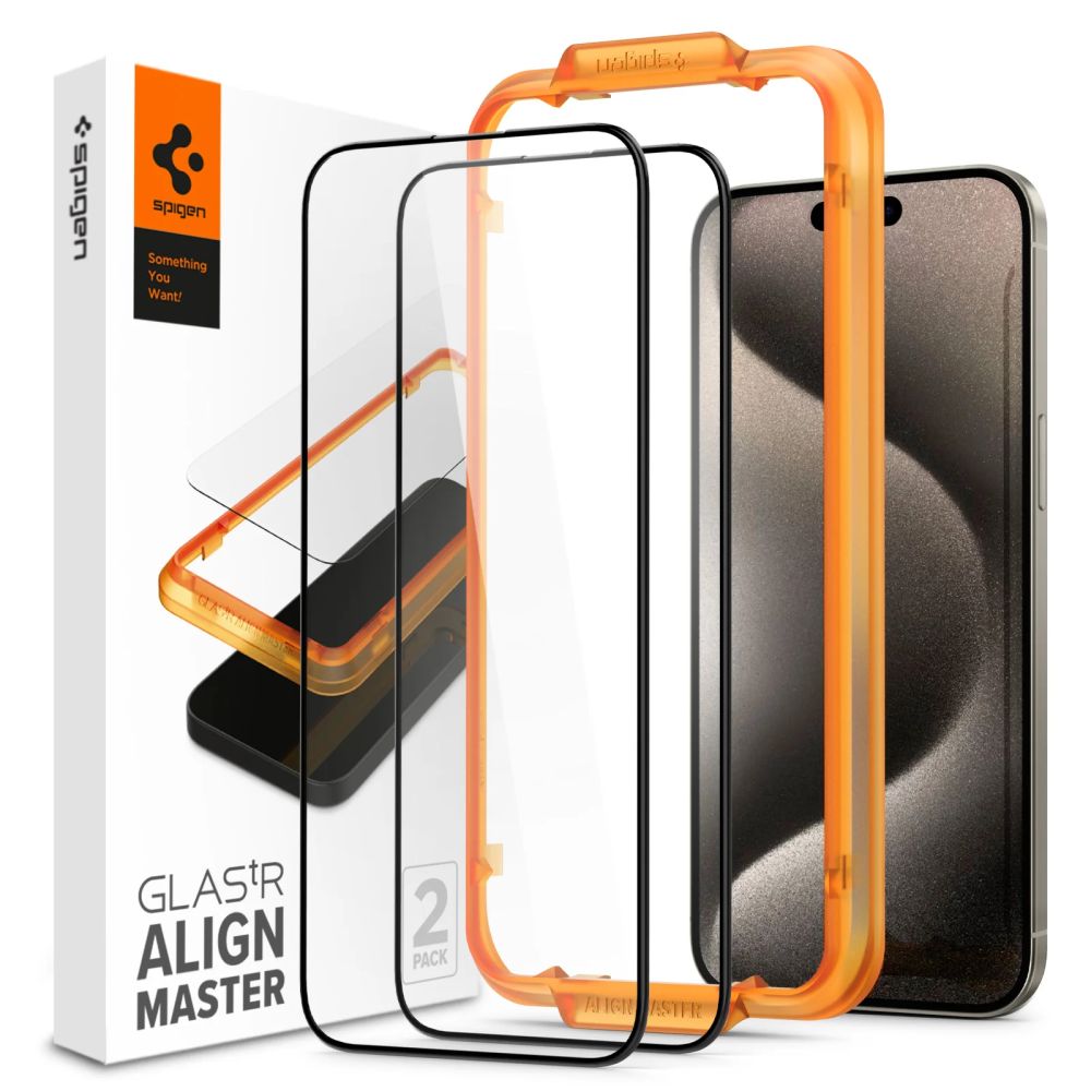 Spigen szk�o hartowane ALM GLASS FC 2-PACK czarny Apple iPhone 15 Pro Max