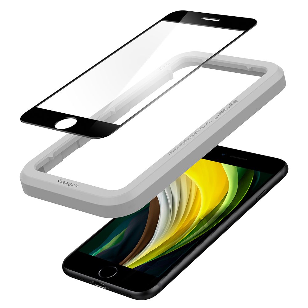 Spigen szko hartowane ALM GLASS FC czarna Apple iPhone SE 2020