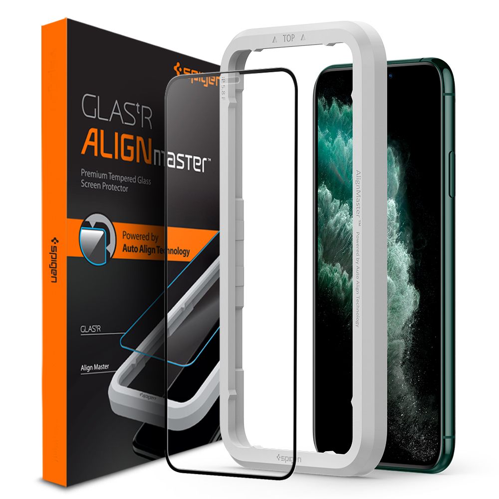 Spigen szk�o hartowane Alm Glass FC czarne Apple iPhone 11 Pro Max