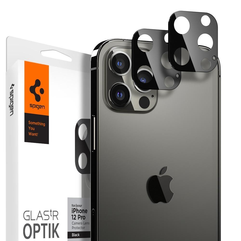 Spigen szko hartowane Optik.TR Camera Lens na aparat czarne Apple iPhone 12 Pro (6.1 cali)