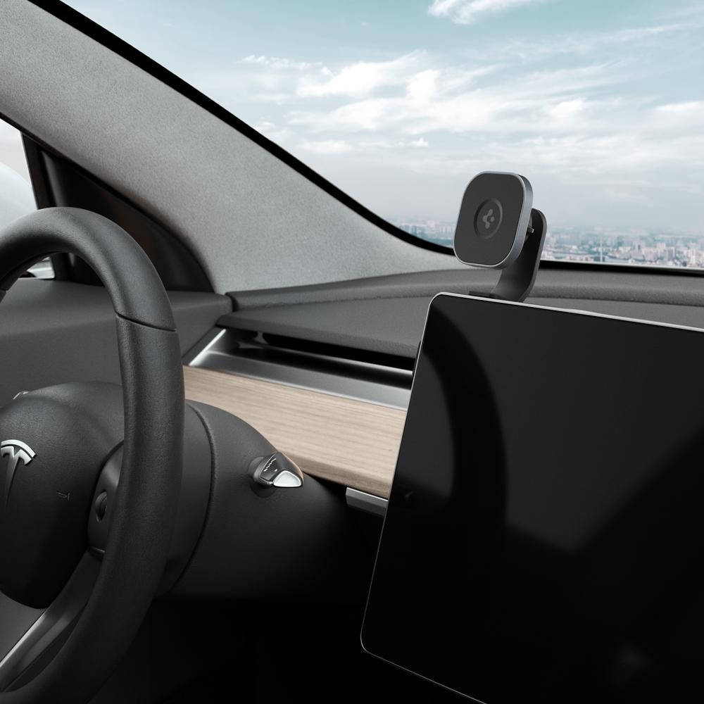 Spigen uchwyt samochodowy OneTap Tesla model Y / 3 MagSafe screen car mount black / 9