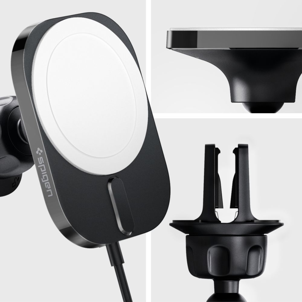 Spigen uchwyt samochodowy z �adowark� ITM12W Onetap Pro 3 Magnetic Magsafe Vent Car Mount Wireless Charger black / 11
