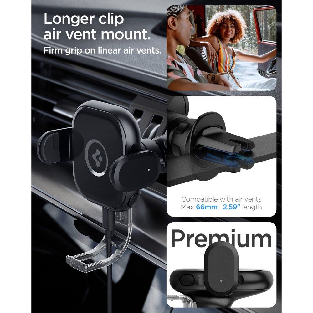 Spigen uchwyt samochodowy z �adowark� UTS12W Onetap Universal Vent Car Mount Wireless Charger black / 12