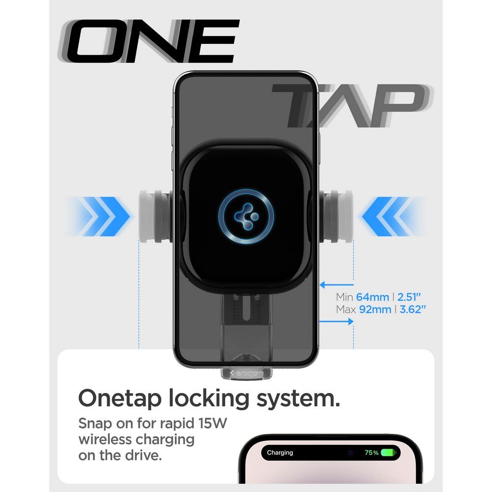 Spigen uchwyt samochodowy z �adowark� UTS12W Onetap Universal Vent Car Mount Wireless Charger black / 9