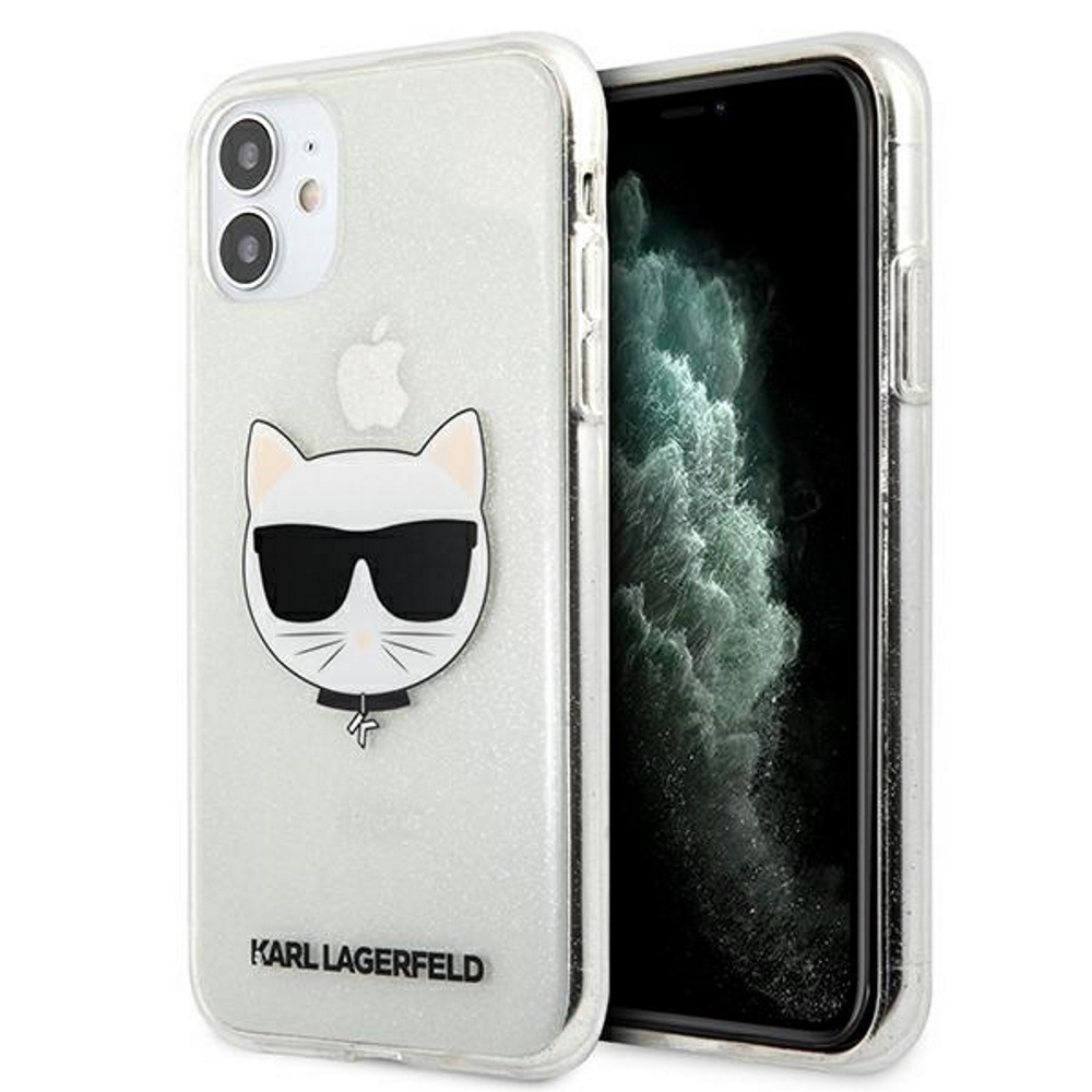  srebrne hard case Glitter Choupette Apple iPhone 12 Pro (6.1 cali)