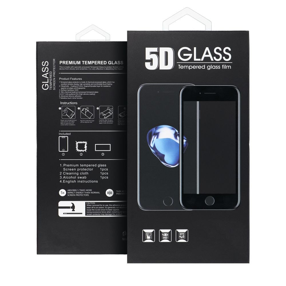 Szk�o hartowane 5D Full Glue czarny Motorola Moto G67 / 2