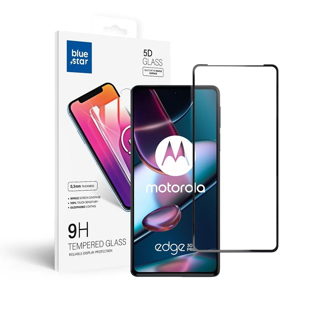 Szk�o hartowane Blue Star 5D czarny Motorola Edge 30 Pro