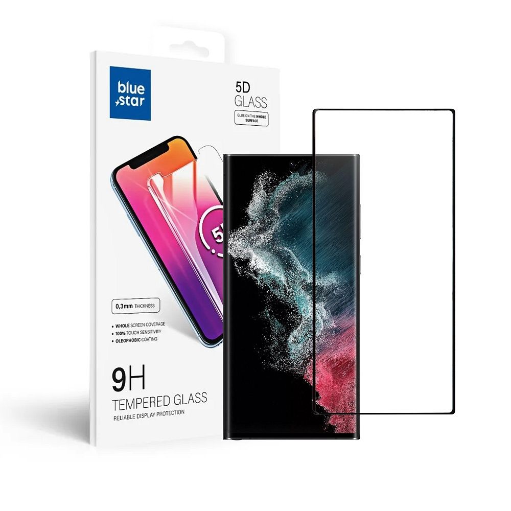 Szk�o hartowane Blue Star 5D czarny Samsung Galaxy S22 Ultra