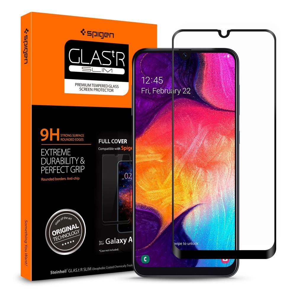 Szk�o Hartowane Spigen Glass Fc Galaxy A40 Czarne Samsung Galaxy A40