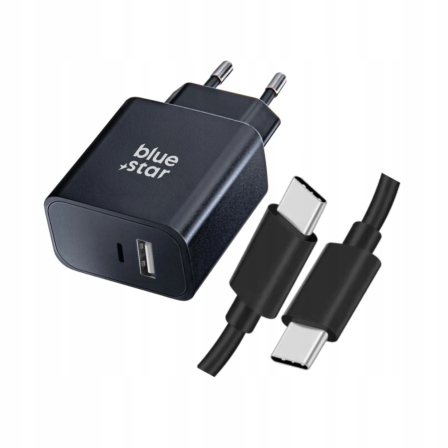 Szybka �adowarka 25W BLUE STAR z d�ugim kablem 2m USB-C 2 wej�cia czarna Oppo Reno 13FS 5G