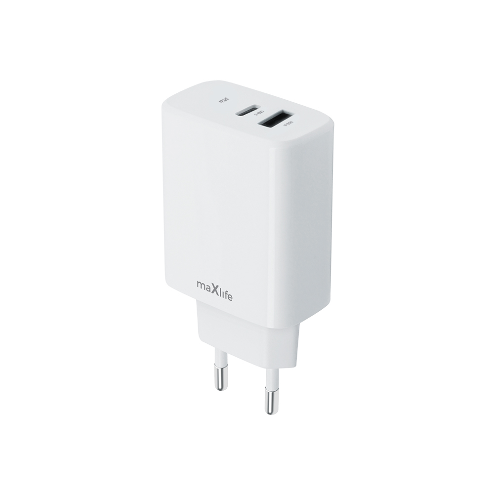 Szybka �adowarka 30W Maxlife 2 wej�cia USB-A i USB-C z d�ugim kablem 2m do telefonu Oppo Reno 13FS 5G / 3