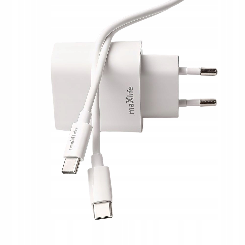 Szybka �adowarka 30W z kablem do telefonu Maxlife  2 wej�cia USB i USB-C bia�a Oppo Reno 13FS 5G / 3