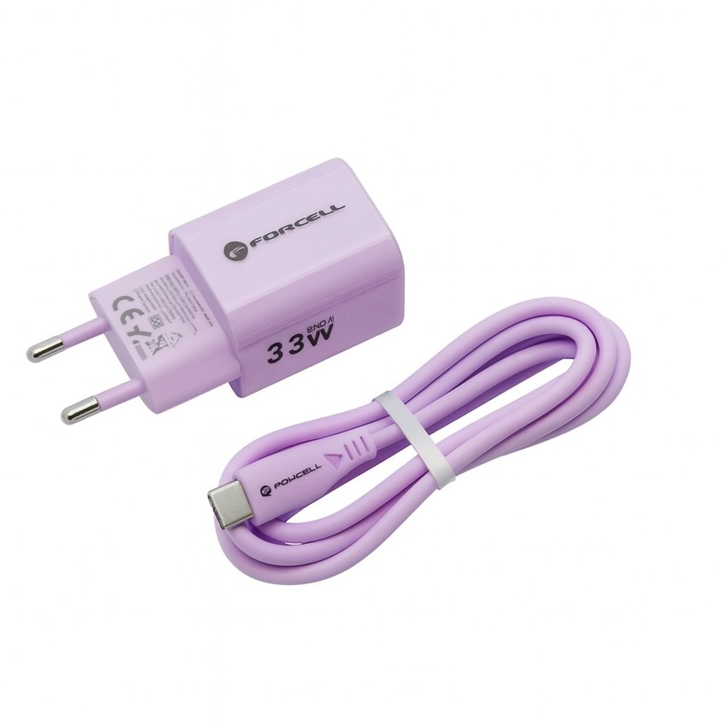 Szybka ładowarka 33W Forcell GaN III 2 porty USB-C USB-A z kablem fioletowa Samsung Galaxy A52S 5G / 2 Szybka ładowarka 33W Forcell GaN III 2 porty USB-C USB-A z kablem fioletowa Samsung Galaxy A52S 5G / 2