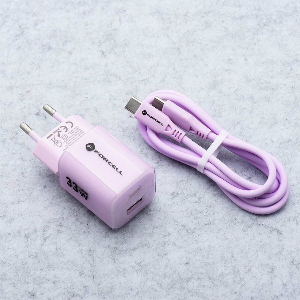 Szybka ładowarka 33W Forcell GaN III 2 porty USB-C USB-A z kablem fioletowa Samsung Galaxy A52S 5G / 4 Szybka ładowarka 33W Forcell GaN III 2 porty USB-C USB-A z kablem fioletowa Samsung Galaxy A52S 5G / 4