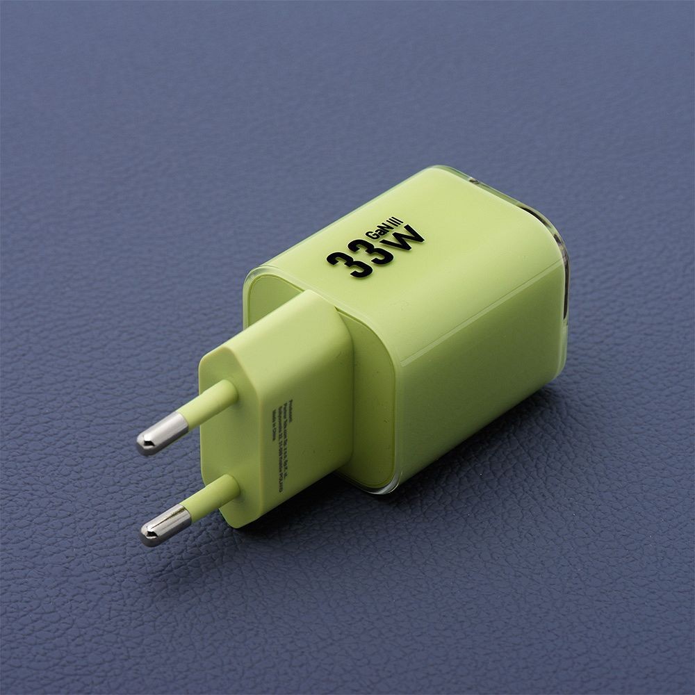 Szybka ładowarka 33W Forcell GaN III 2 porty USB-C USB-A z kablem zielona Samsung Galaxy A52S 5G / 5 Szybka ładowarka 33W Forcell GaN III 2 porty USB-C USB-A z kablem zielona Samsung Galaxy A52S 5G / 5