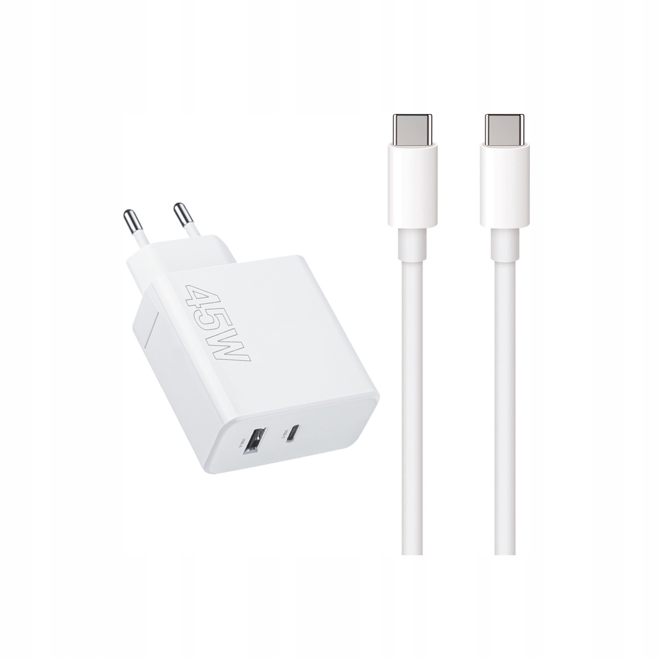 Szybka �adowarka 45W Maxlife 2 wej�cia USB-A i USB-C z d�ugim kablem 2m do telefonu Oppo Reno 13FS 5G