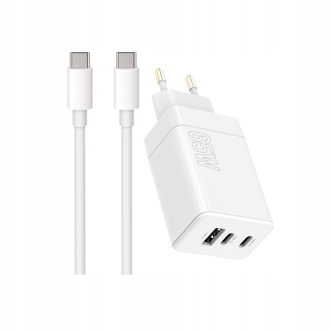 Szybka �adowarka 65W Maxlife 3 wej�cia USB-A i USB-C z d�ugim kablem 2m do telefonu bia�a Oppo Reno 13FS 5G / 2