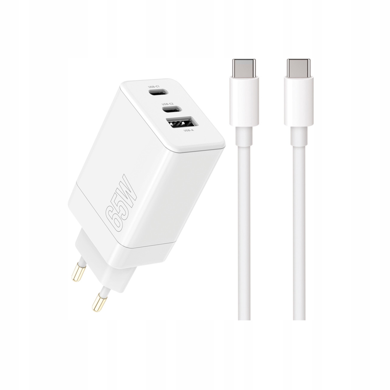 Szybka �adowarka 65W Maxlife 3 wej�cia USB-A i USB-C z kablem 1m do telefonu bia�a Oppo Reno 13FS 5G
