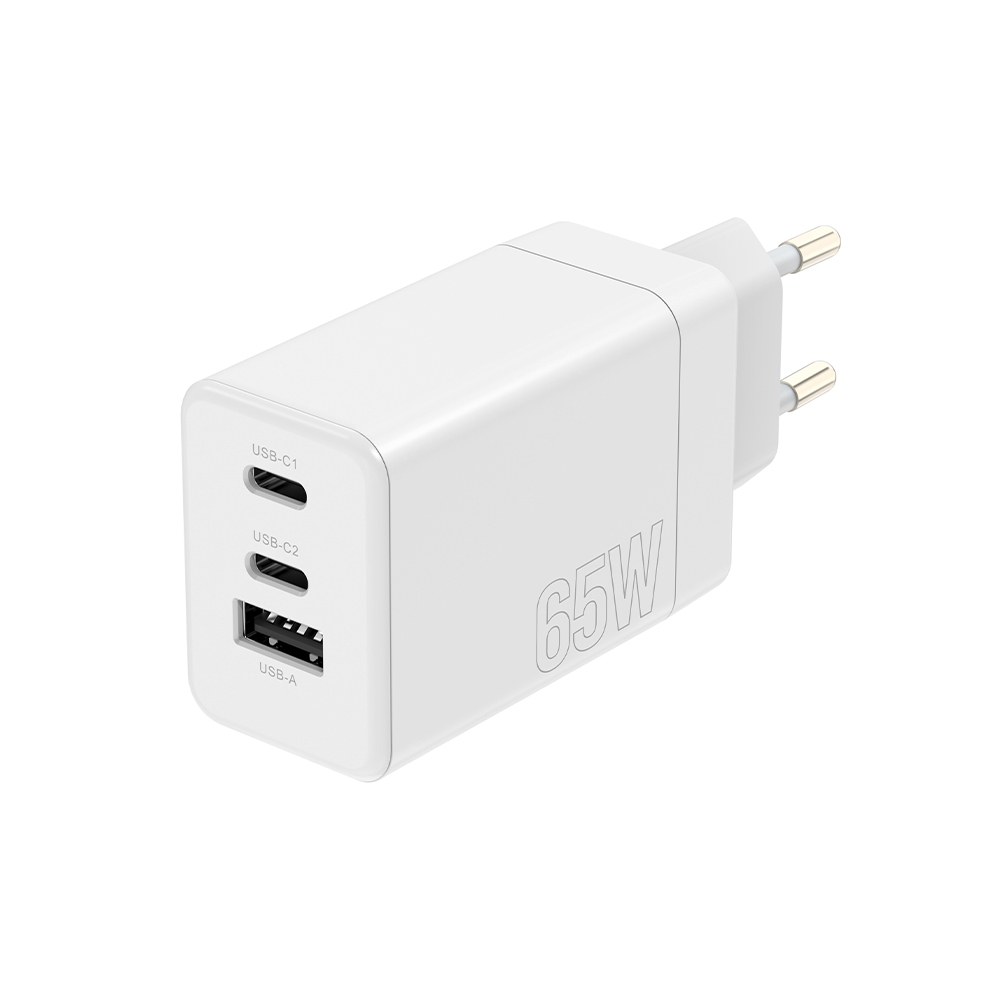 Szybka �adowarka 65W Maxlife sama kostka bez kabla USB-C do telefonu 3 wej�cia bia�a Oppo Reno 13FS 5G / 4